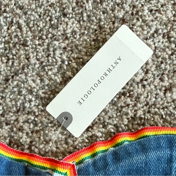 NEW Pilcro Button Front denim strapless dress Rainbow XS $158 RV Anthropologie - Picture 4 of 16